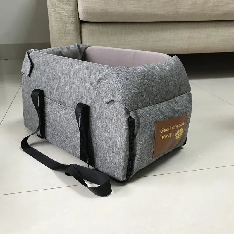 Center Console Dog Car Seat - Portable Travel Bed for Small Dogs