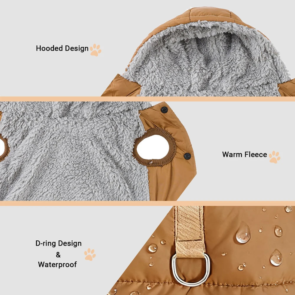 Fleece Pet Hoodie - Windproof Winter Coat for Cats and Small Dogs