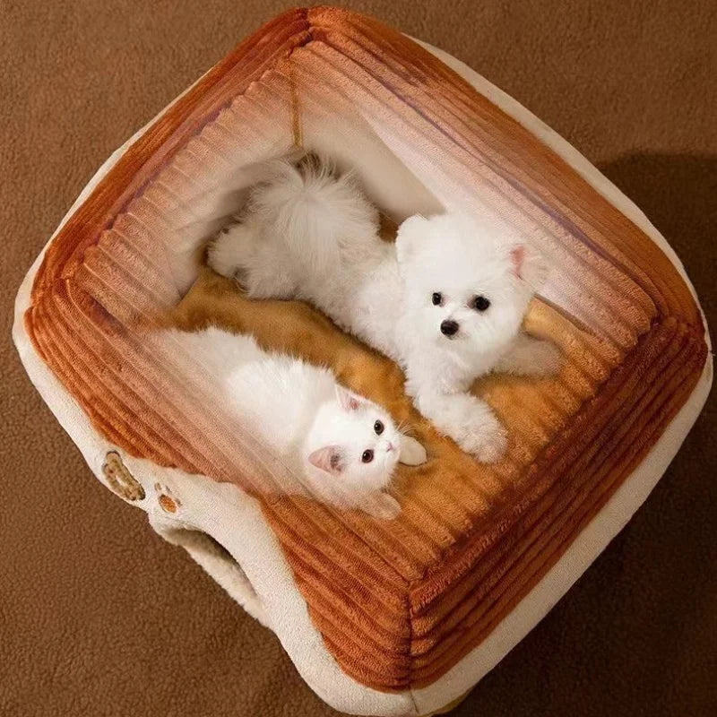 Foldable Pet Castle House - Detachable Washable Bed for Cats and Dogs