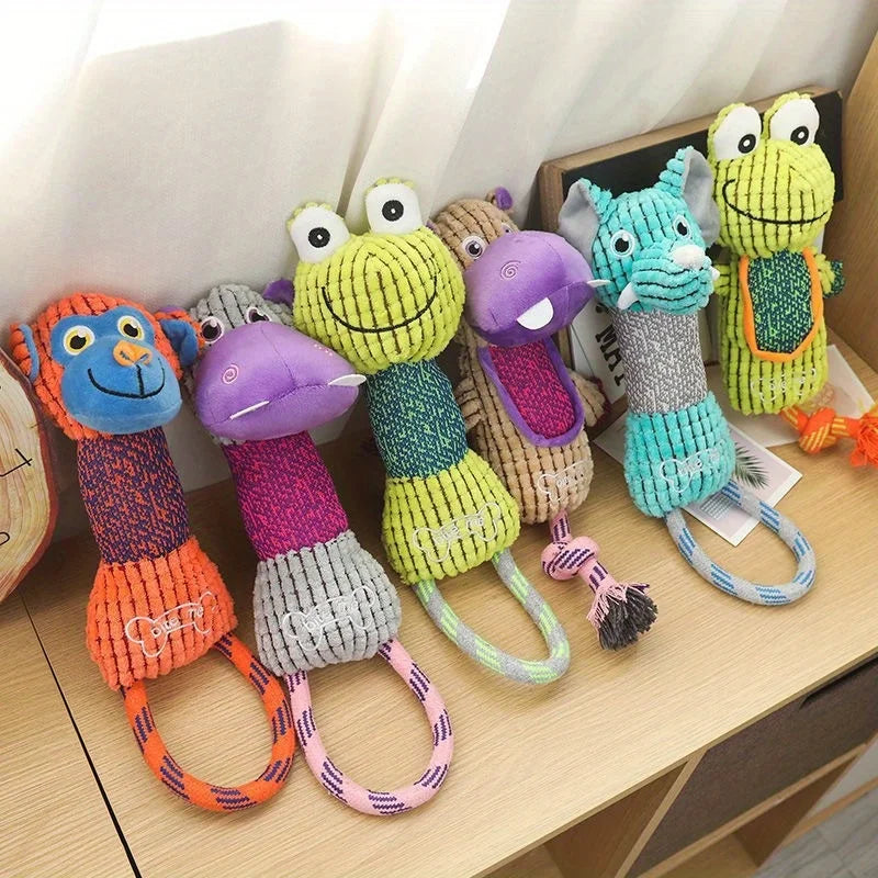 Corduroy Squeaky Dog Toy - Animal Shapes for Small and Large Dogs