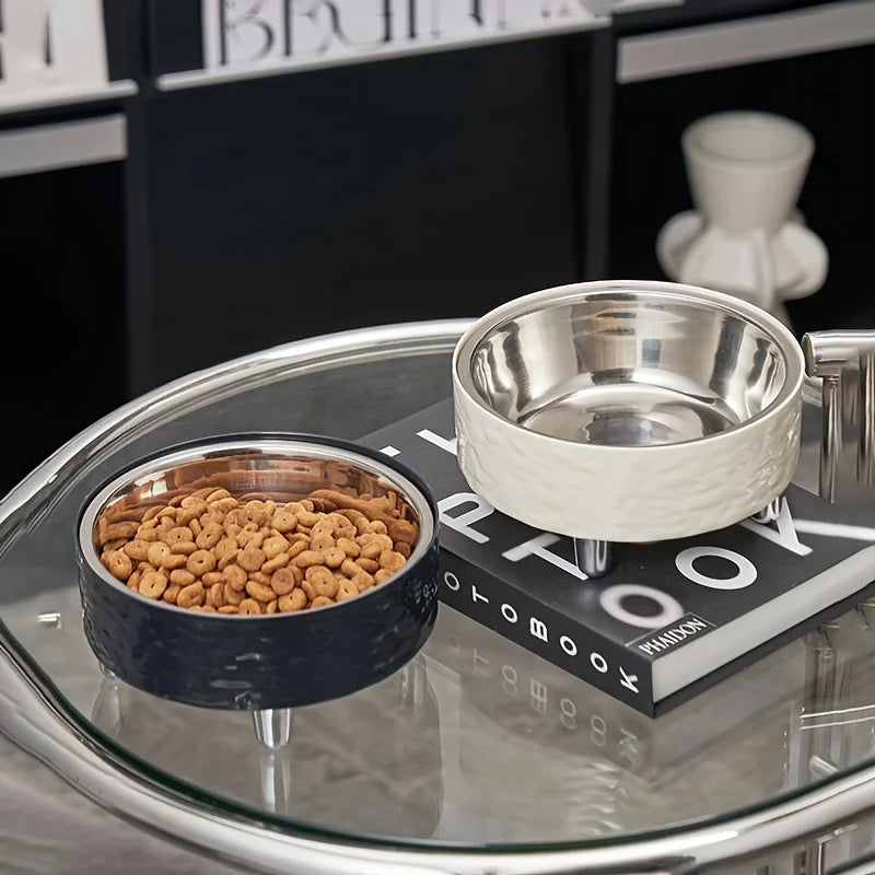 Elevated Stainless Steel Pet Bowl - Anti-Tip Neck Protection Feeder