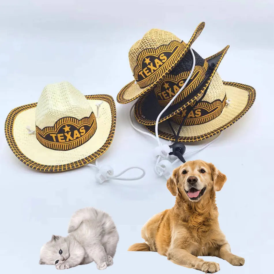 Pet Cowboy Hat with Shoulder Strap - Party and Holiday Costume