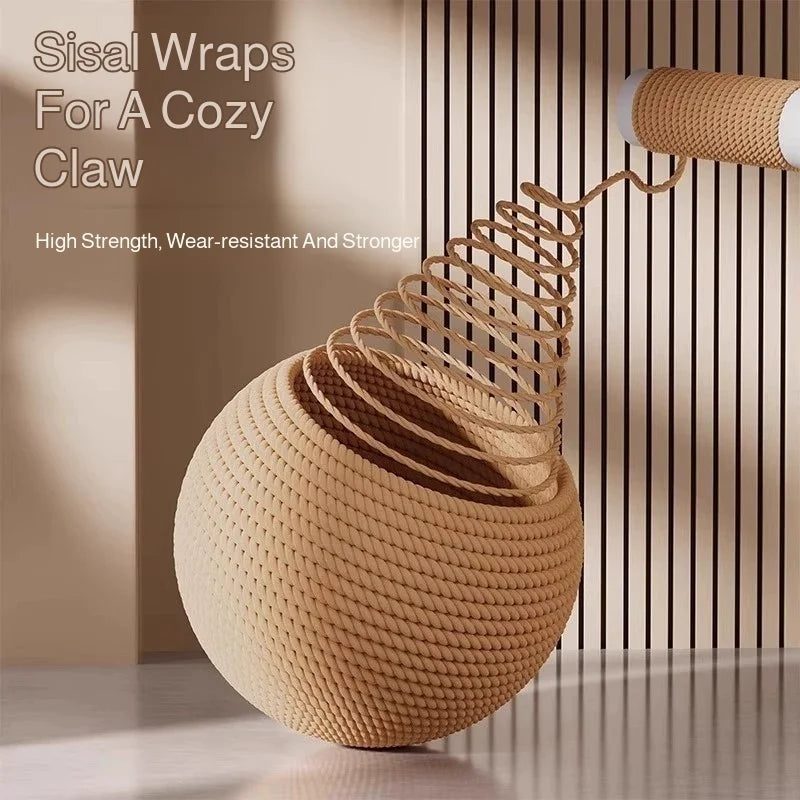 Sisal Cat Scratching Ball - Interactive Kitten Toy with Bell