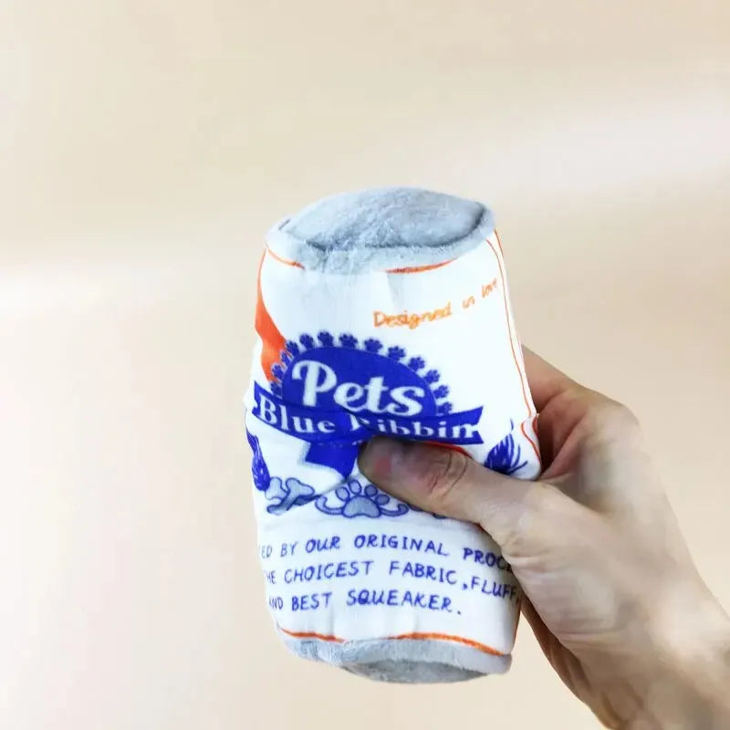 Plush Beer Bottle Dog Toy - Soft Squeaky Boredom Buster