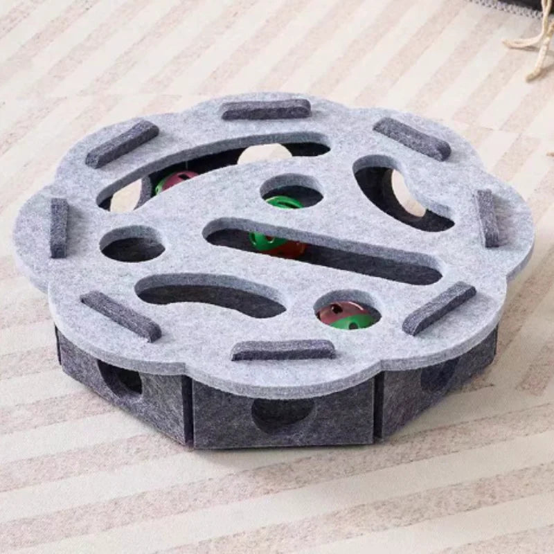 Cat Puzzle Maze Box - Felt Interactive Toy with Bell Balls