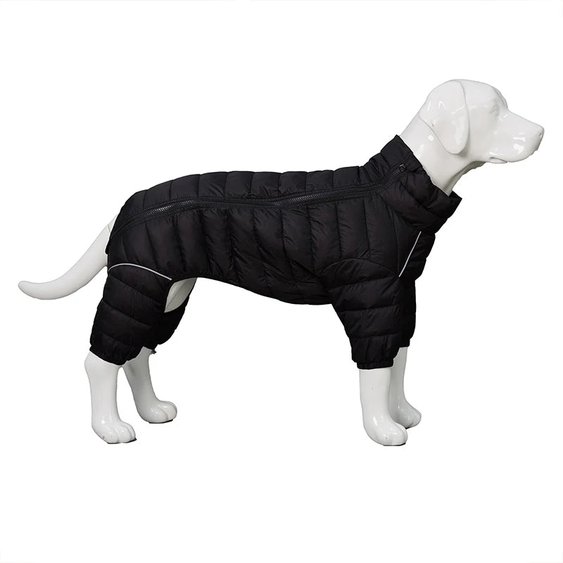 Padded Dog Winter Coat - Windproof Four-Leg Suit for Cold Weather