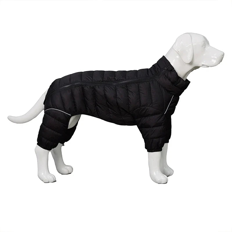 Padded Dog Winter Coat - Windproof Four-Leg Suit for Cold Weather