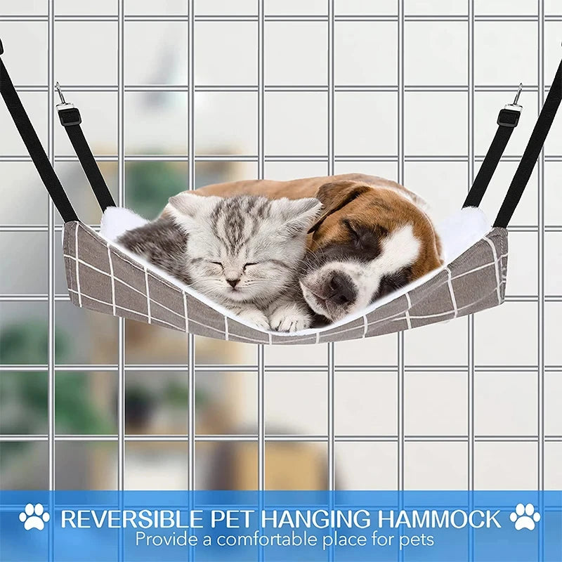 Hanging Cat Cage Hammock - Double-Sided Bed with Adjustable Straps