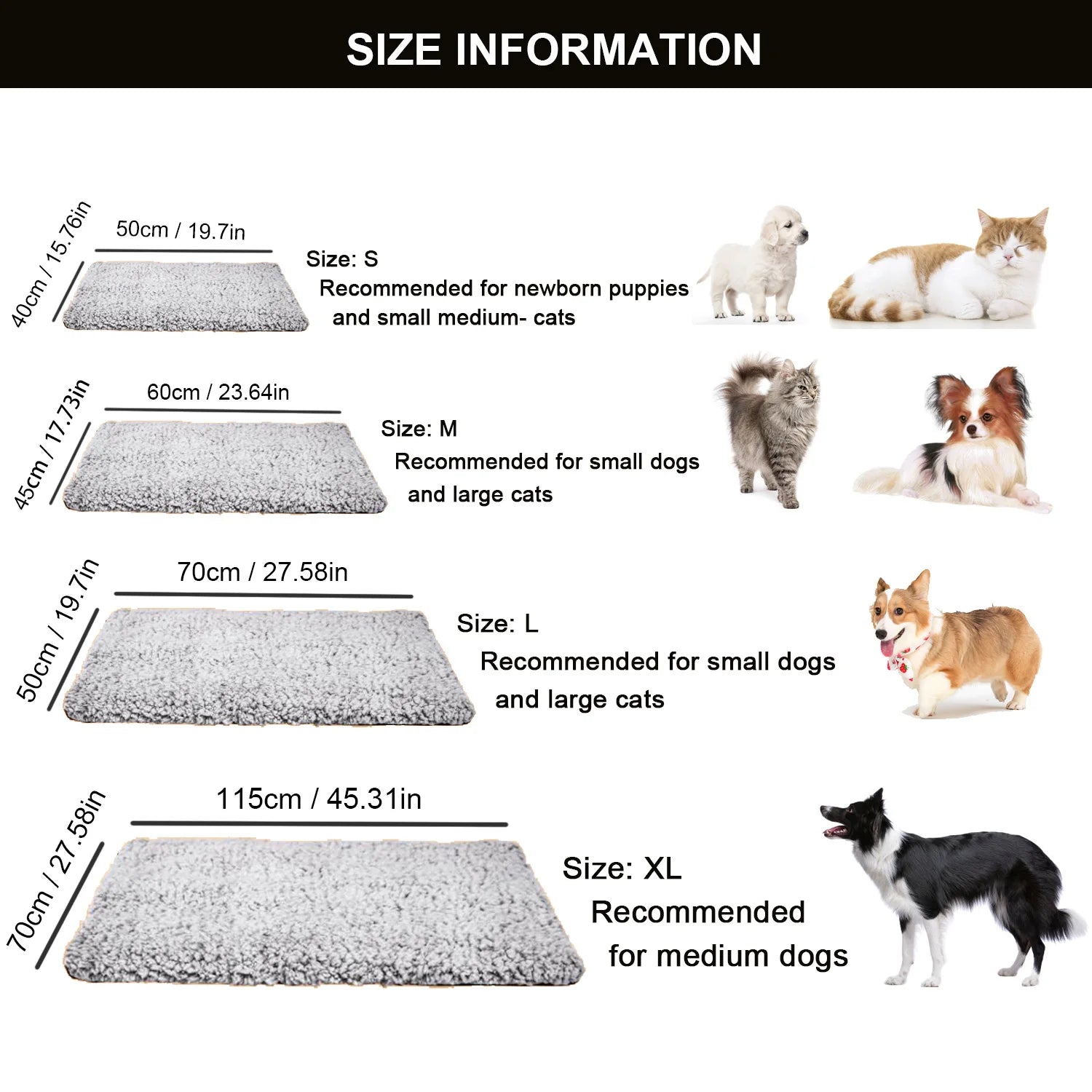 Self-Heating Pet Mat - Thermal Reflective Bed Pad, No Power Needed