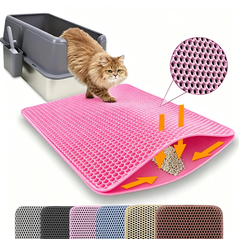 Double Layer Cat Litter Mat - Non-Slip Waterproof Litter Trapper