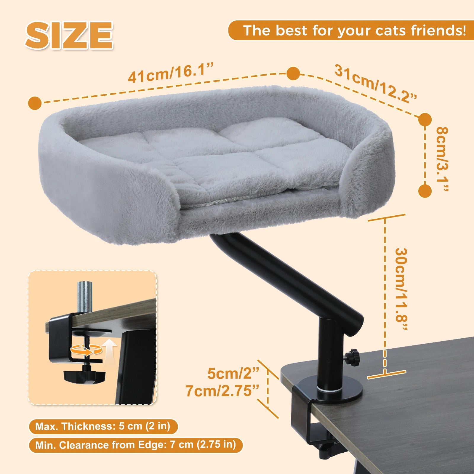 Rotatable Cat Desk Bed - 360 Degree Adjustable Hammock Stand