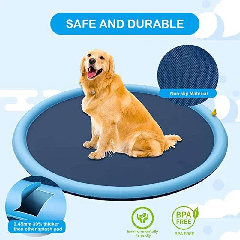 Dog Splash Pad & Sprinkler Pool - Inflatable Summer Cooling Mat