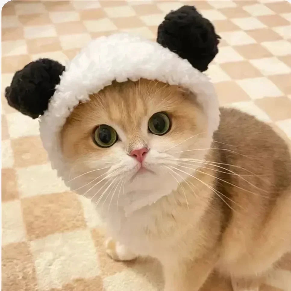 Bear Ear Pet Hat - Warm Woven Head Cover for Cats and Puppies