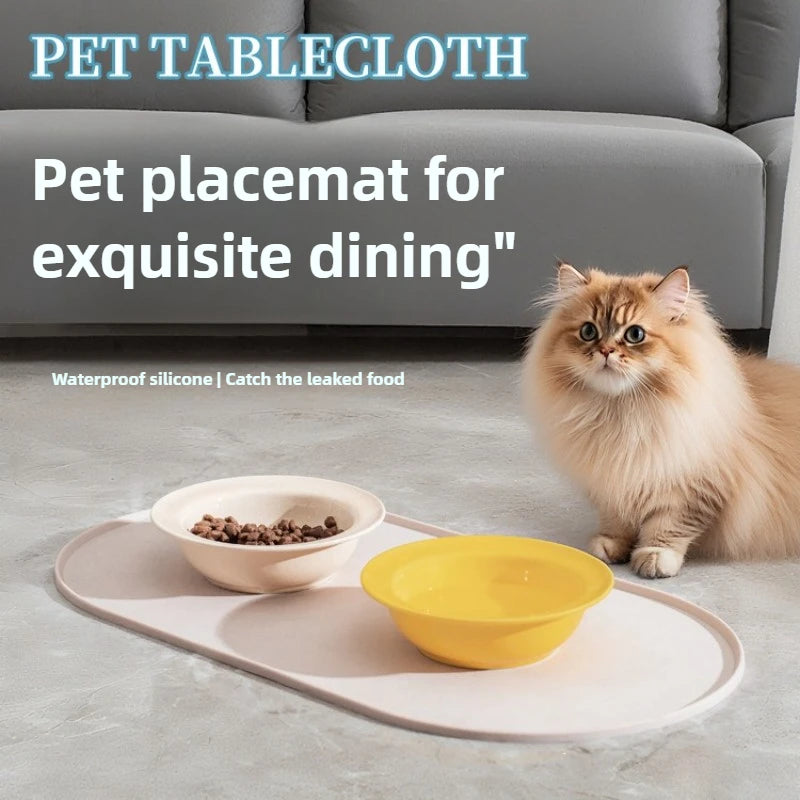 Cat Feeding Mat - Non-Slip Waterproof Mat for Food and Water Bowls