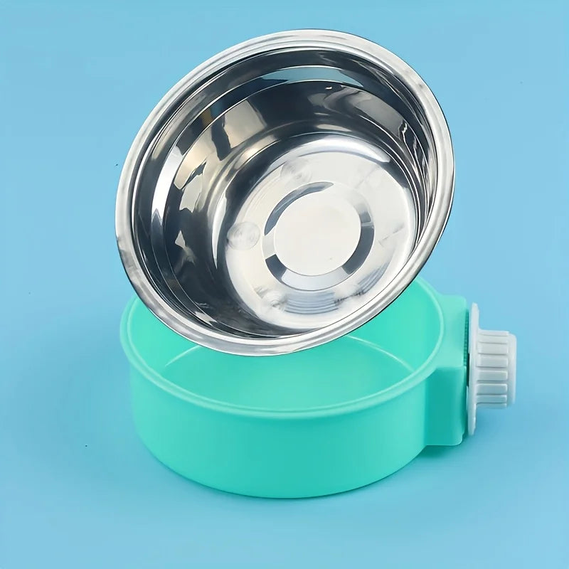 Hanging Cage Dog Bowl - Stainless Steel Double Bowl for Crates