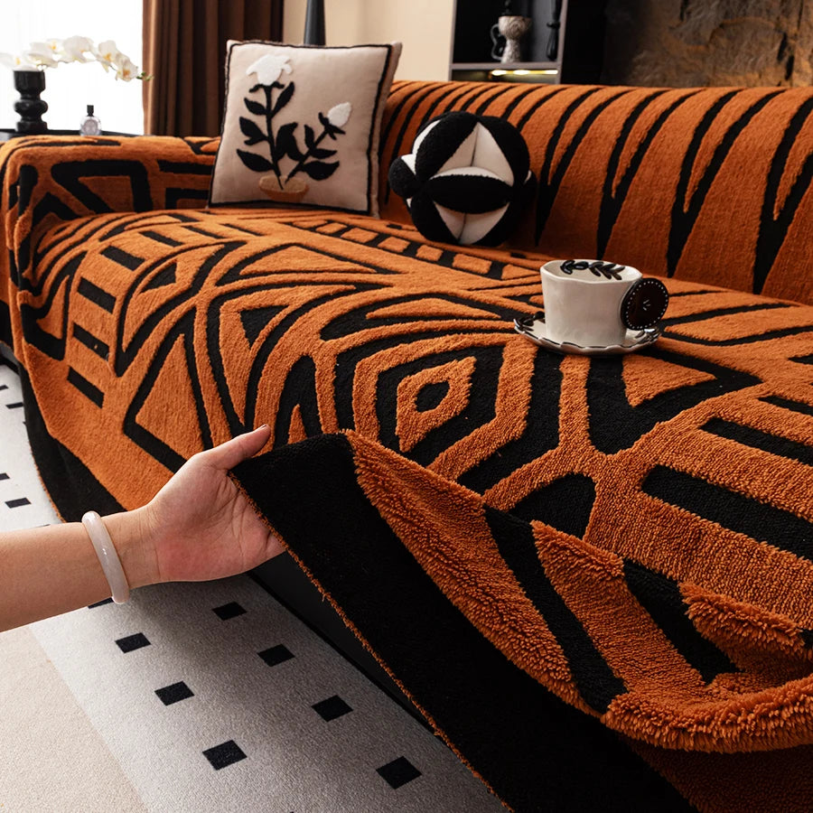 Boho Sofa Cover for Pets - Non-Slip Woven Couch Protector Blanket