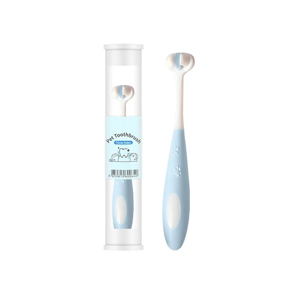 3-Sided Dog Toothbrush Set - 360 Degree Brush Head with Toothpaste