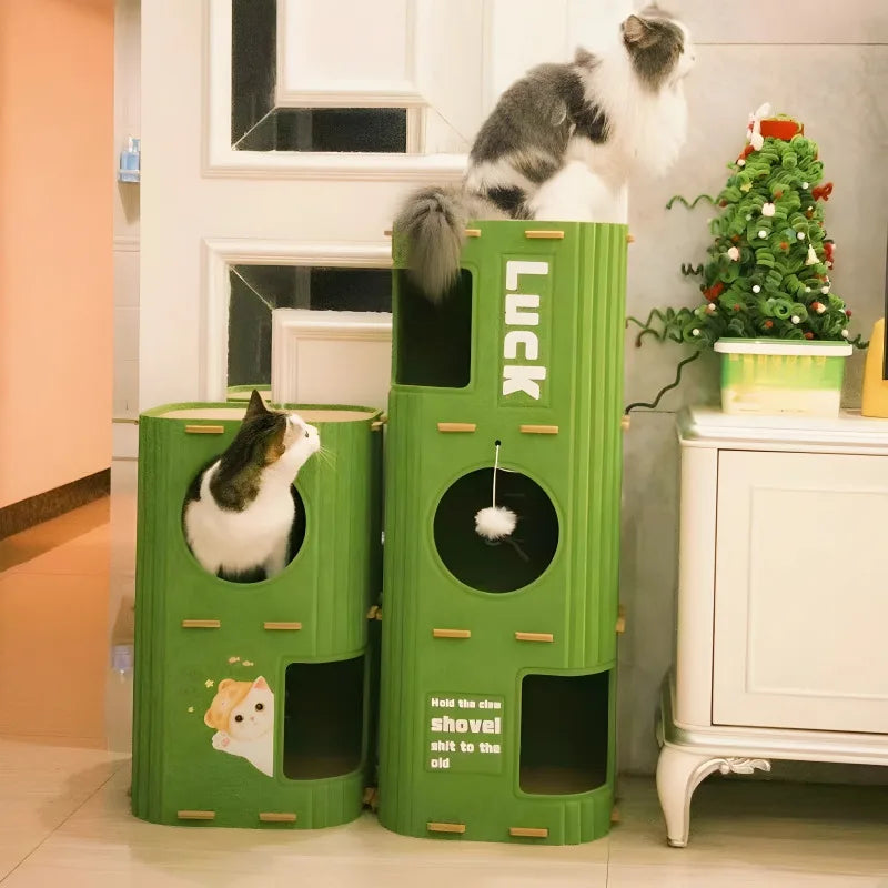 Multi-Layer Cat Climbing Frame - Enclosed Scratch-Resistant Cat Nest