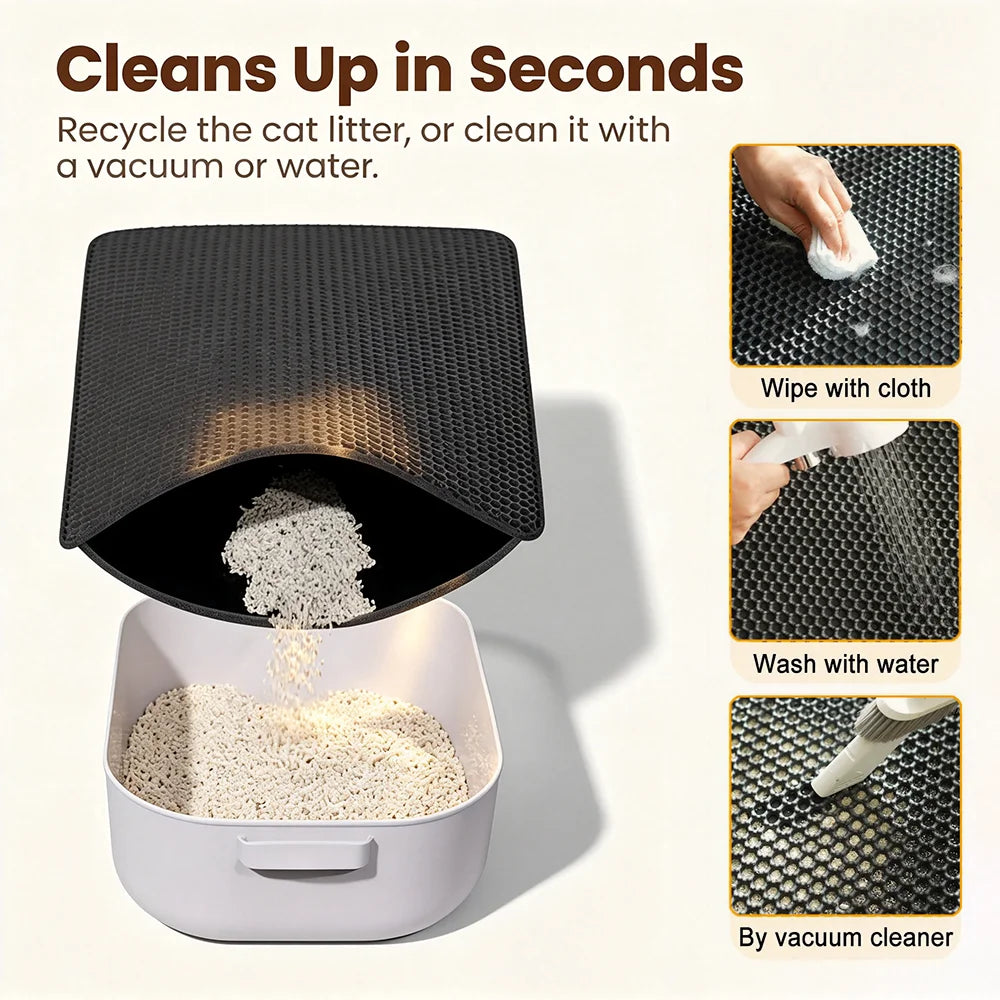 Double Layer Cat Litter Mat - Non-Slip Waterproof Litter Trapper