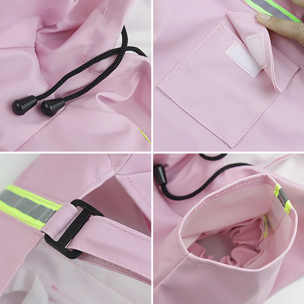 Hooded Dog Raincoat - Reflective Waterproof Cloak for Large Dogs