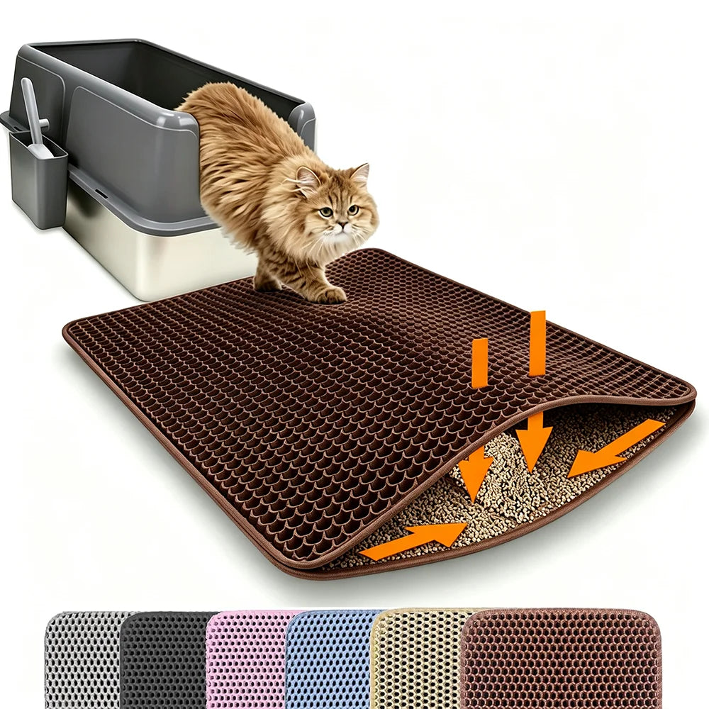Double Layer Cat Litter Mat - Non-Slip Waterproof Litter Trapper