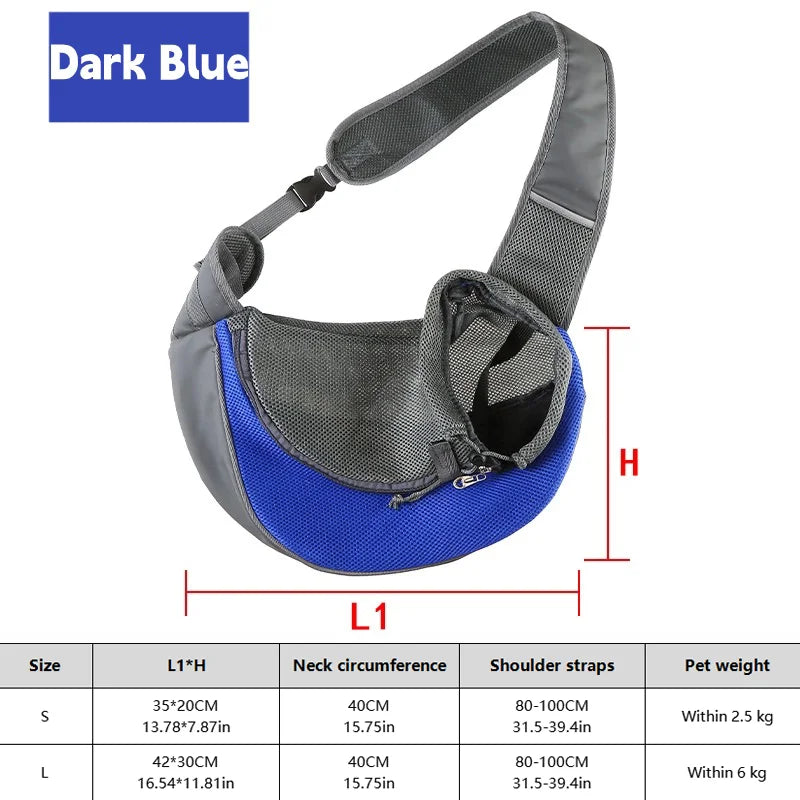 Dog Sling Carrier - Breathable Mesh Crossbody Bag for Puppies