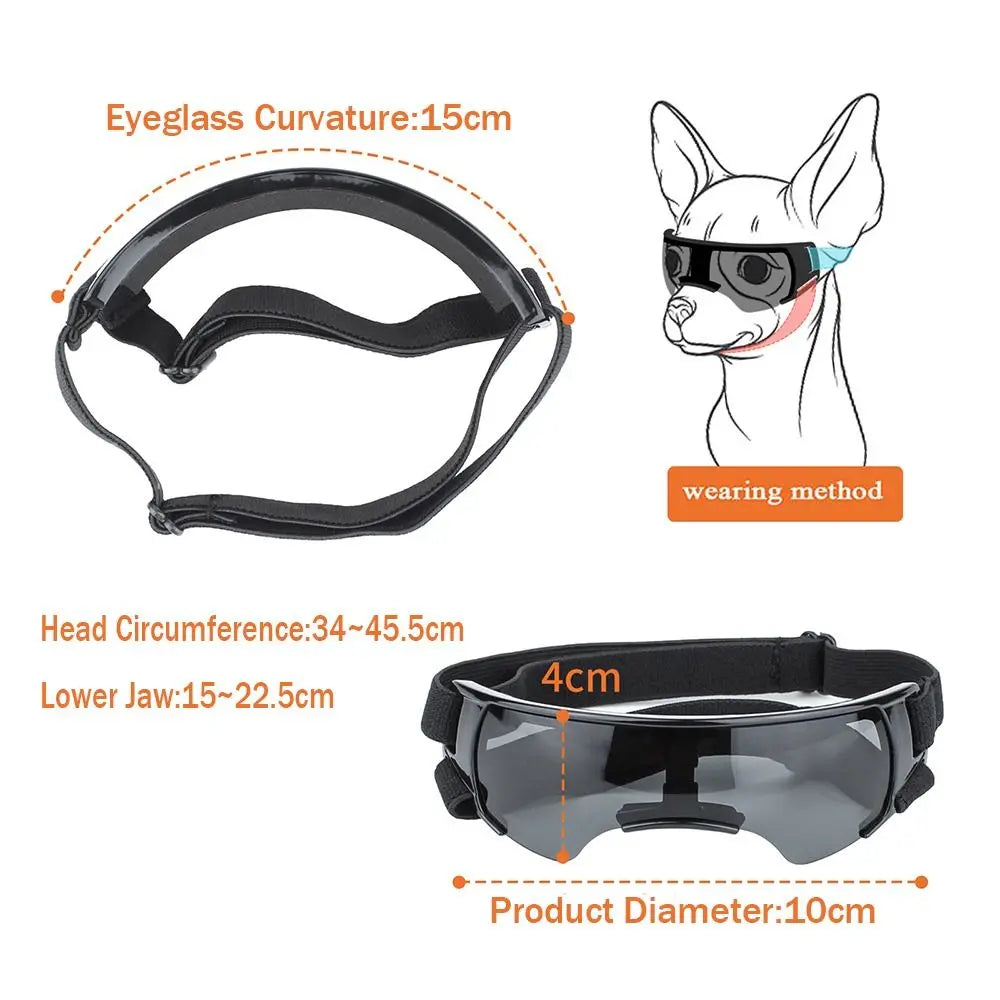 Dog Goggles with UV Protection - Adjustable Strap Sunglasses
