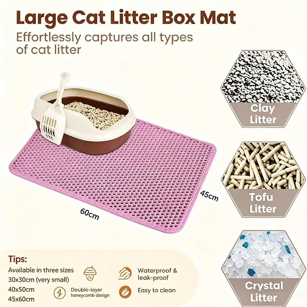 Double Layer Cat Litter Mat - Non-Slip Waterproof Litter Trapper