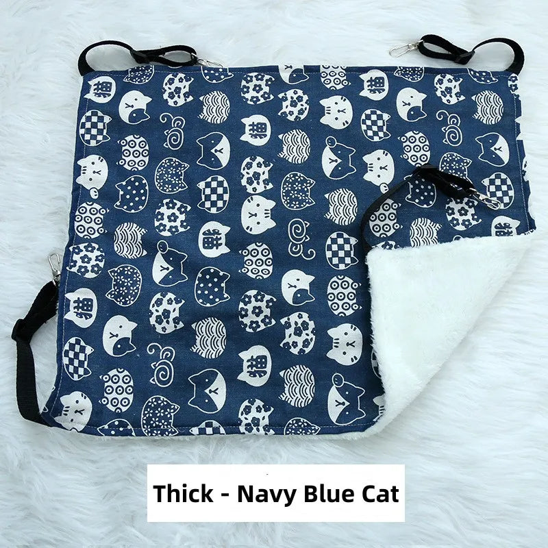 Hanging Cat Cage Hammock - Double-Sided Bed with Adjustable Straps