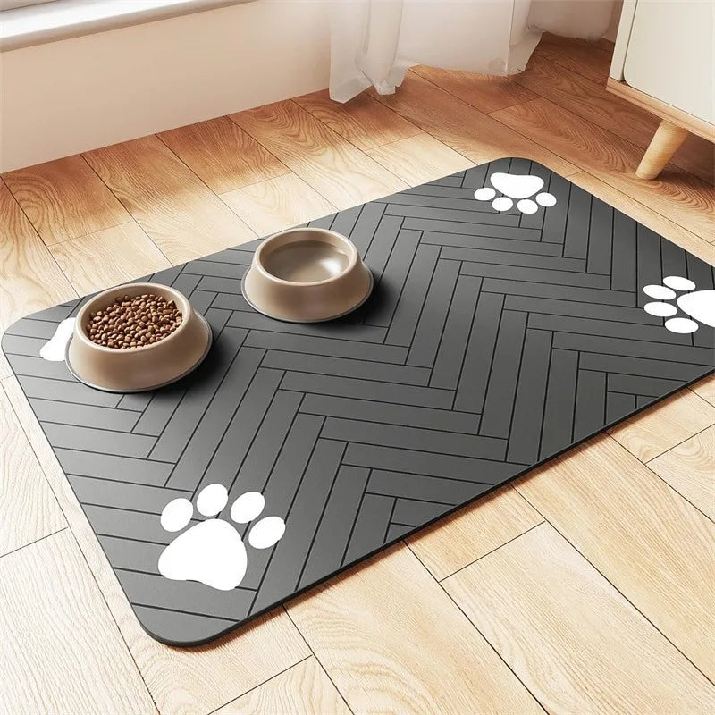 Absorbent Pet Feeding Mat - Quick Dry Placemat with Rubber Backing
