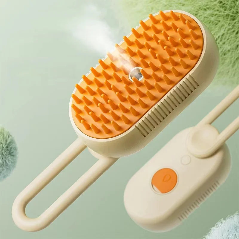 3-in-1 Electric Pet Grooming Brush - Steam Spray and Massage Comb
