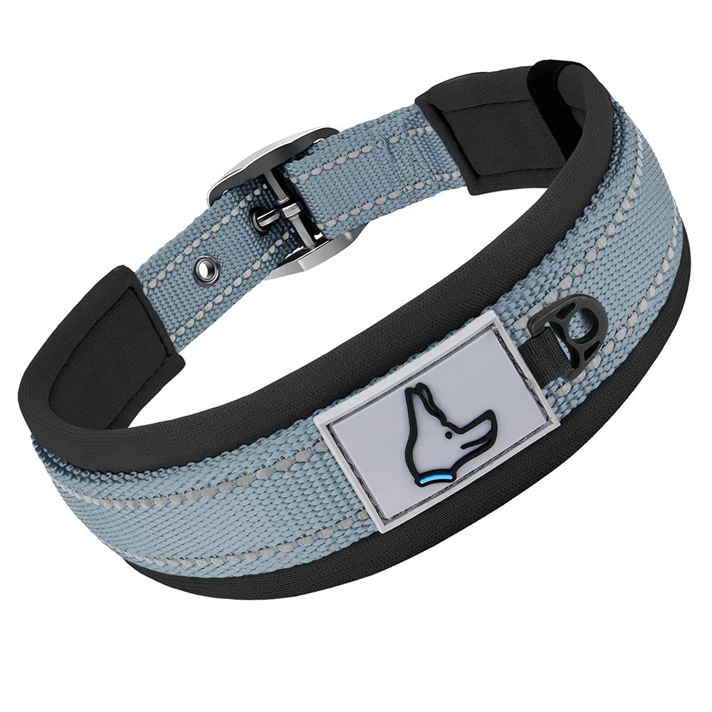 Padded Reflective Dog Collar - Heavy Duty Neoprene Nylon Collar