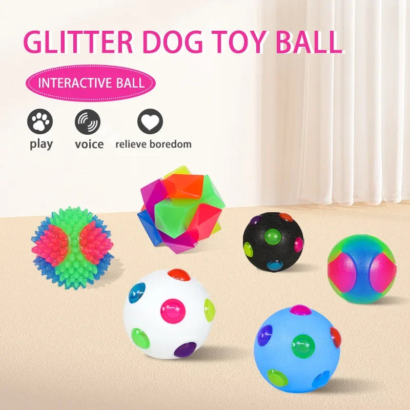 Glowing TPR Dog Ball - Light-Up Bouncy Fetch Toy for Evening Walks