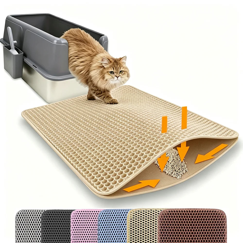 Double Layer Cat Litter Mat - Non-Slip Waterproof Litter Trapper