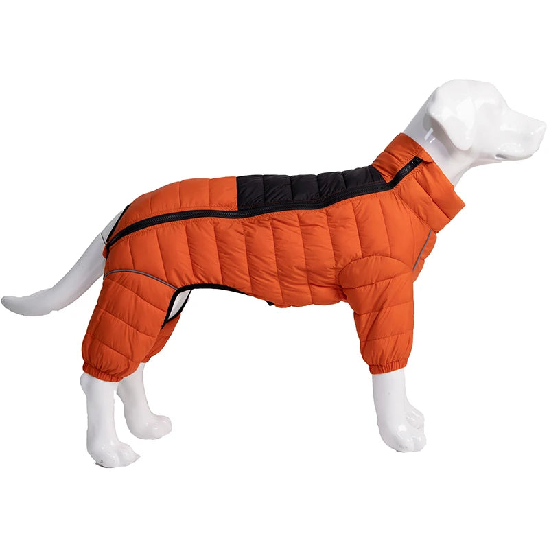 Padded Dog Winter Coat - Windproof Four-Leg Suit for Cold Weather