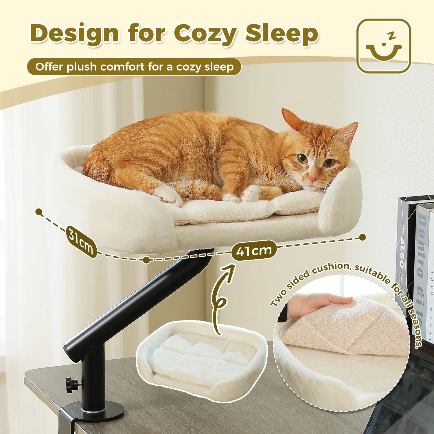 Rotatable Cat Desk Bed - 360 Degree Adjustable Hammock Stand