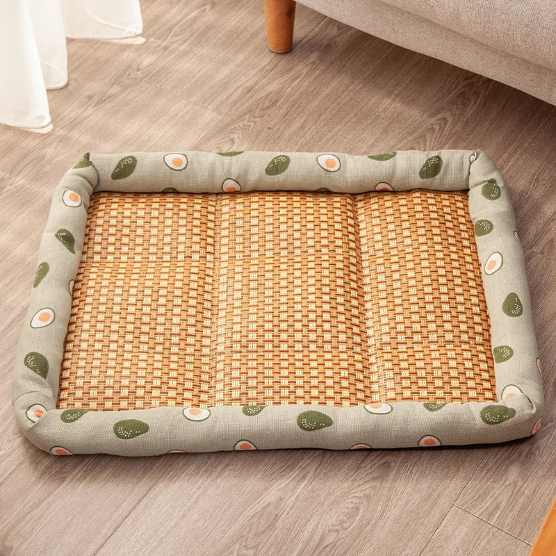 Rattan Cooling Dog Bed - Breathable Summer Sofa with Raised Sides