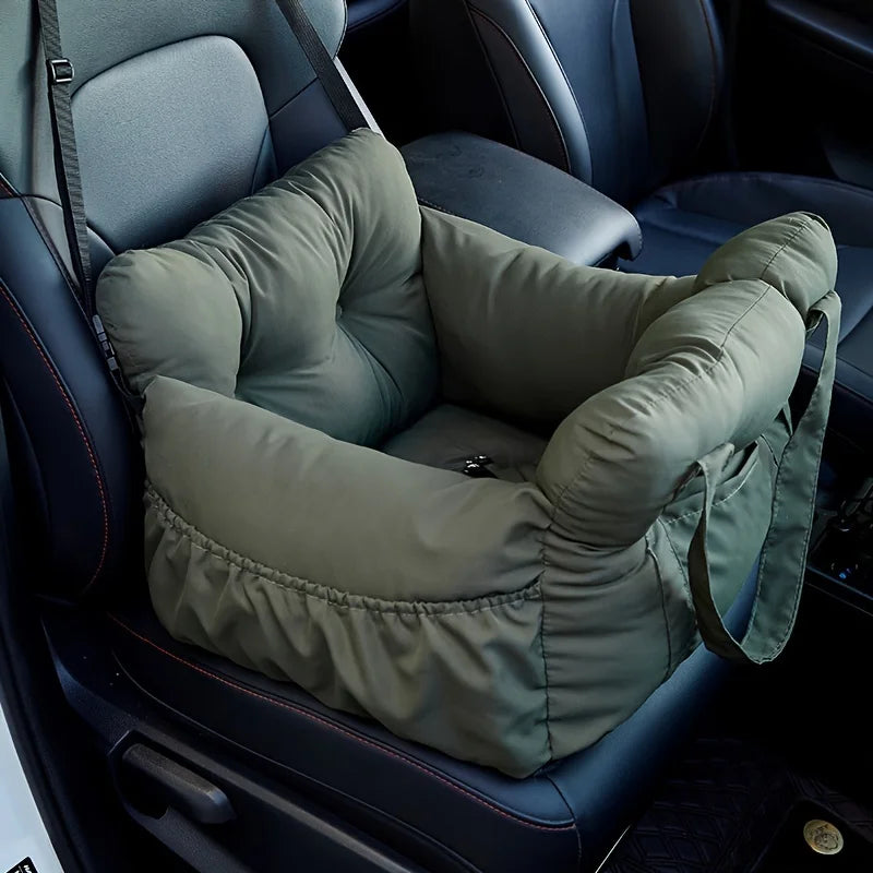 Dog Car Seat with Safety Belt - Non-Slip Washable Travel Bed