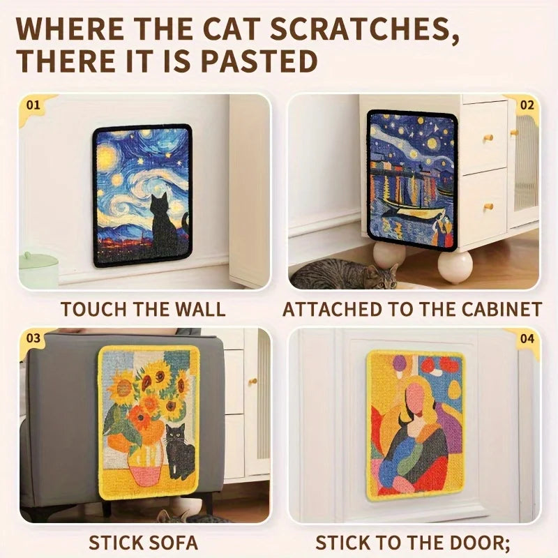 Wall Mounted Sisal Scratching Board - Space-Saving No-Mess Cat Mat