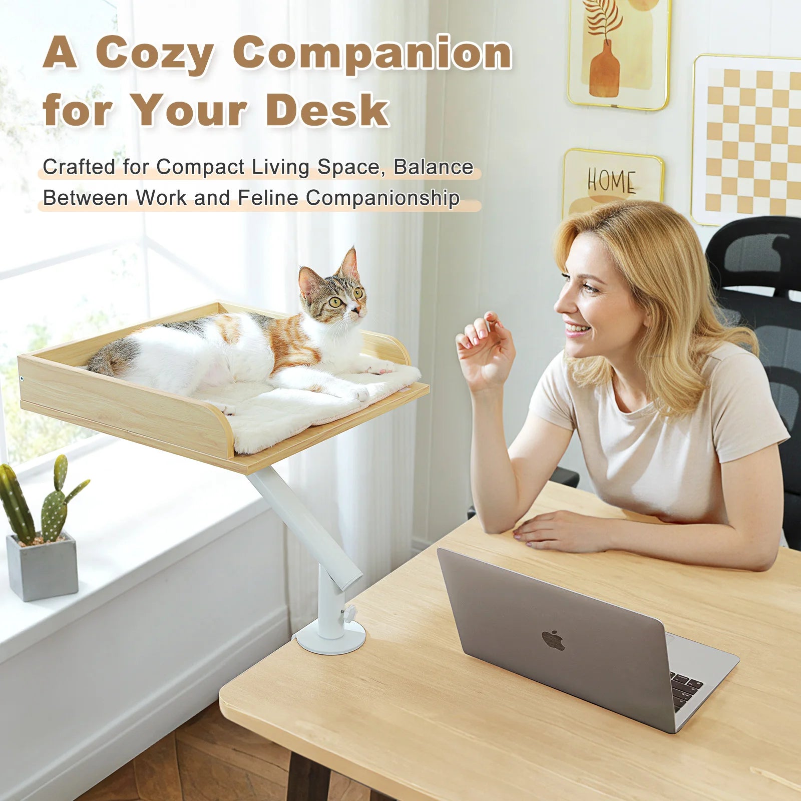Rotatable Cat Desk Bed - 360 Degree Adjustable Hammock Stand