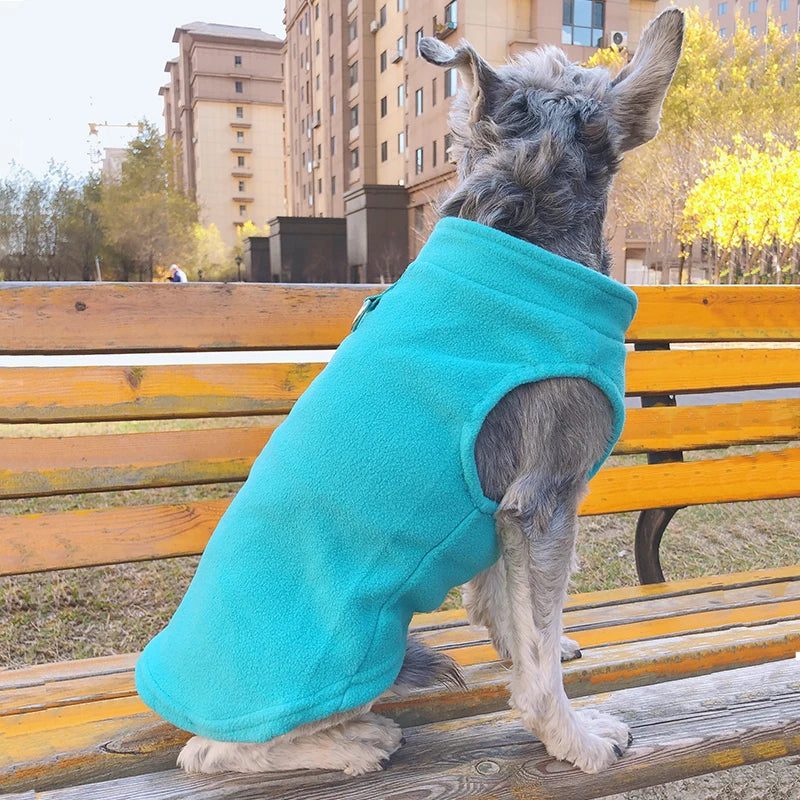 Fleece Dog Vest with Built-In D-Ring - Warm Coat and Harness in One
