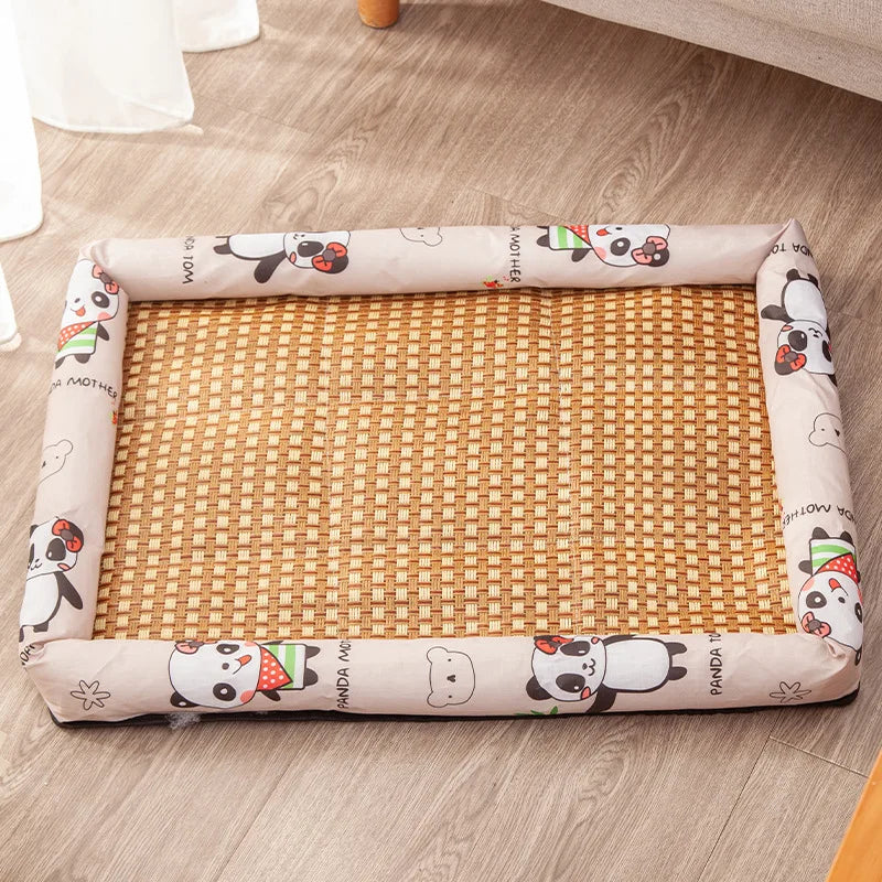 Rattan Cooling Dog Bed - Breathable Summer Sofa with Raised Sides