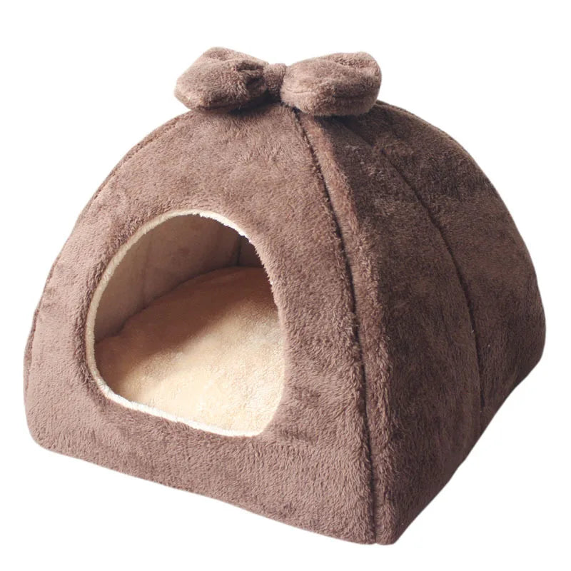 Winter Dog House Bed - Warm Kennel Nest with Removable Mat