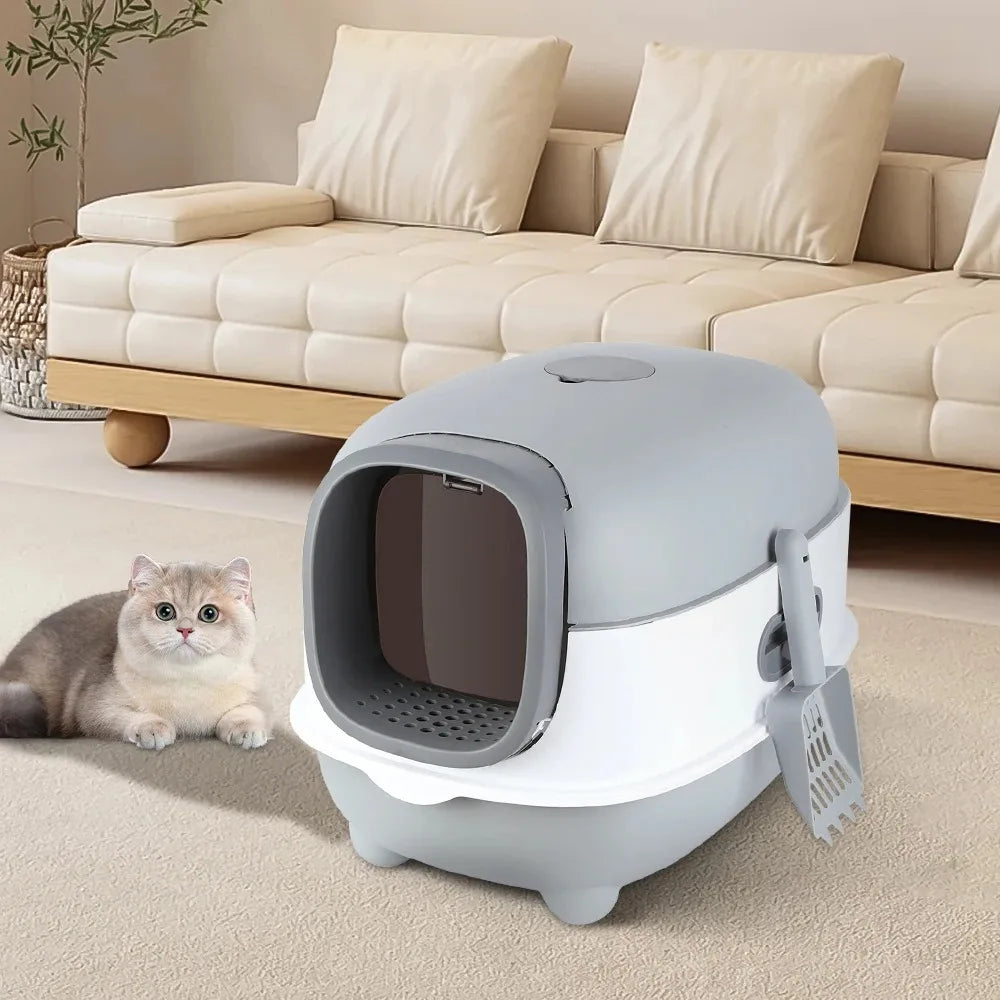 Dome Cat Litter Box - Closed Litter Tray with Scoop, 40x39x56cm