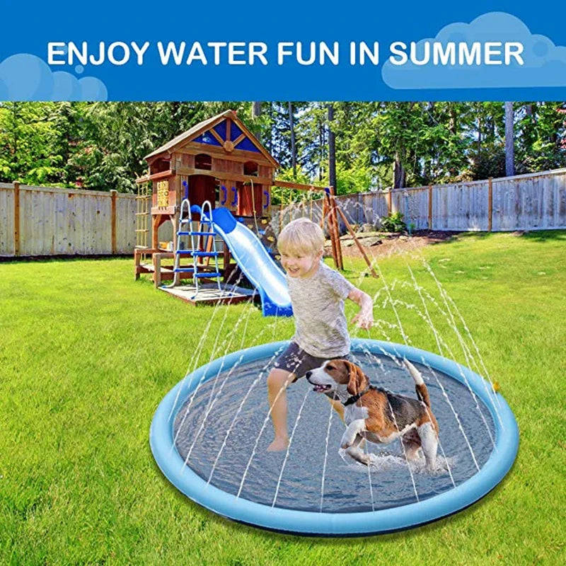 Dog Splash Pad & Sprinkler Pool - Inflatable Summer Cooling Mat