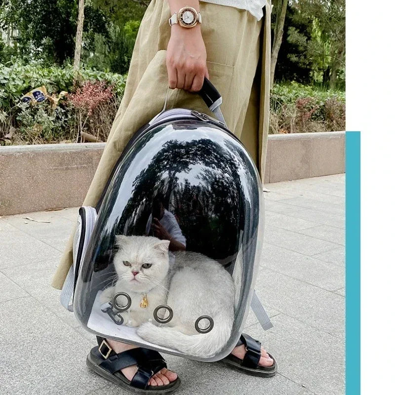 Space Capsule Cat Backpack - Clear Bubble Carrier for Small Pets