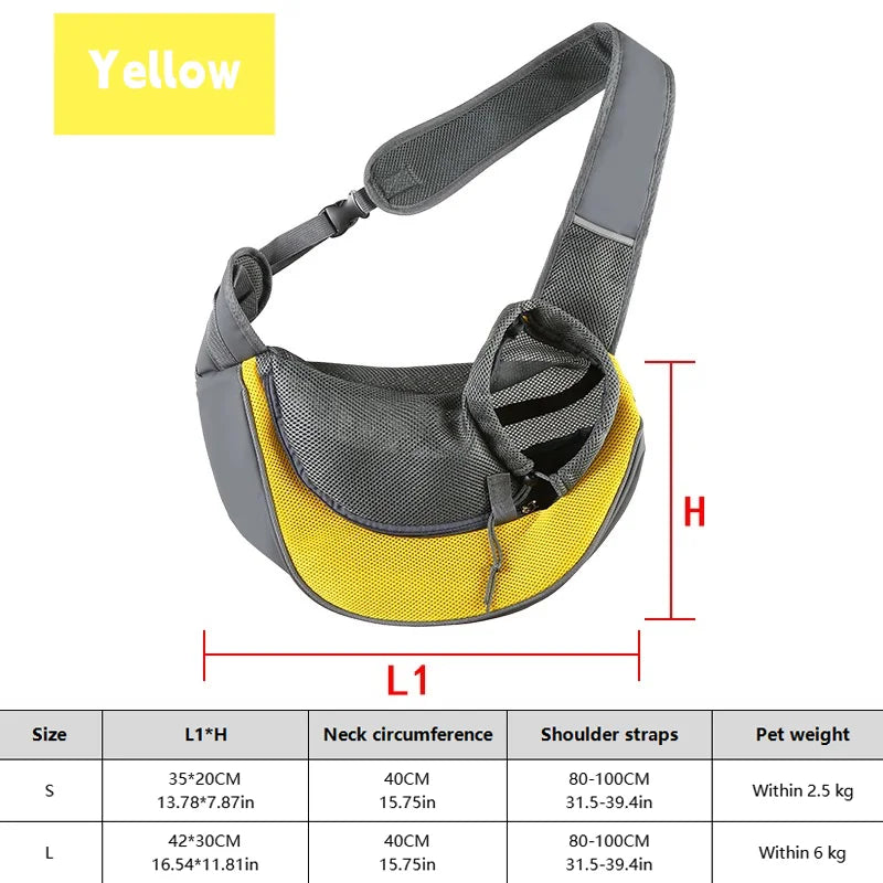 Dog Sling Carrier - Breathable Mesh Crossbody Bag for Puppies