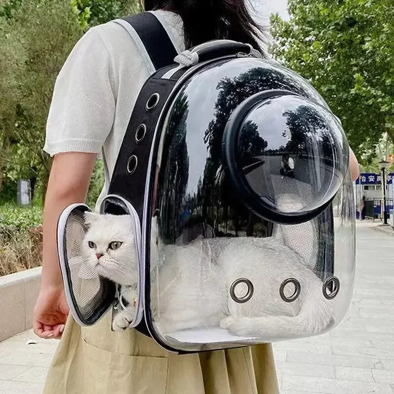 Space Capsule Cat Backpack - Clear Bubble Carrier for Small Pets