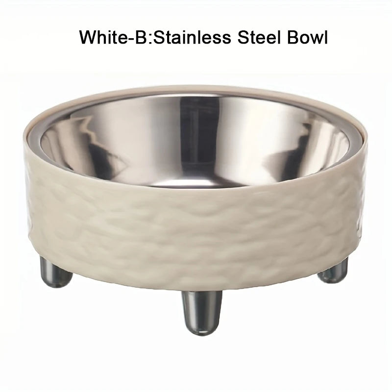 Elevated Stainless Steel Pet Bowl - Anti-Tip Neck Protection Feeder