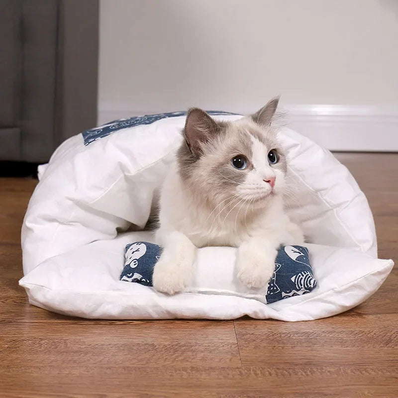 Removable Cat Cave Bed House - Cosy Enclosed Nest for Cats and Dogs